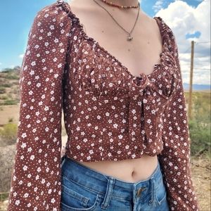 L.A. Hearts Brown Floral Crop-Top